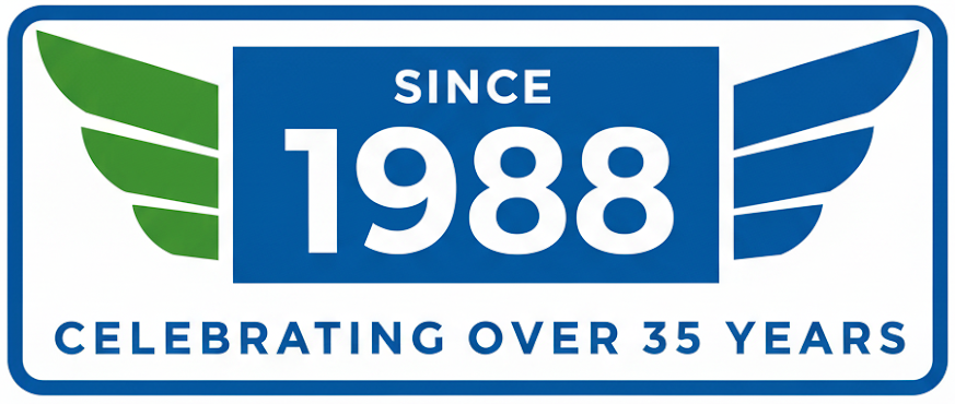 Badge celebrating over 35 years Since 1988